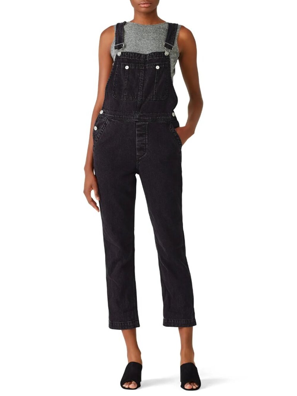 We The Free 100% Cotton Boyfriend Black Denim Overalls XS